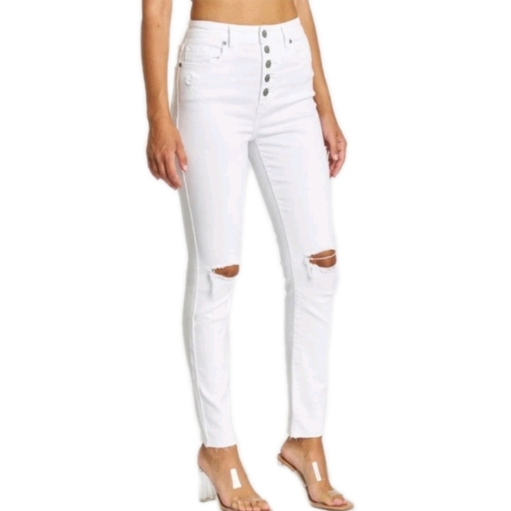 Eunina Bella Super High Rise Skinny Ankle Jeans in Phantom White Size 0